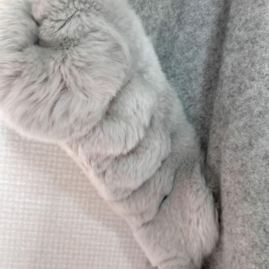 極美品 LANVIN グレー レッキスファーポンチョ ウール100％ ランバン