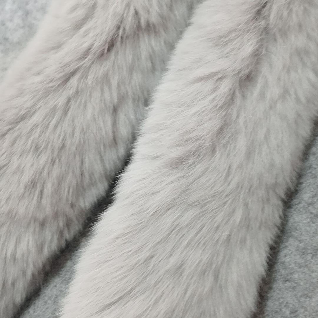 極美品 LANVIN グレー レッキスファーポンチョ ウール100％ ランバン