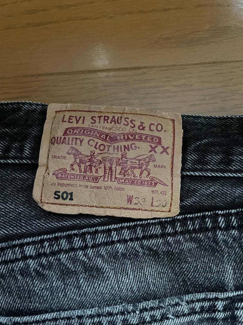 Levi's 501 後染め　ブラック　W32L30　色落ち