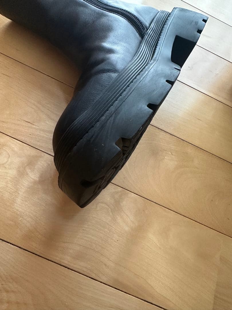 【値下】美品！アトリエブルージュレザー黒サイドゴアタンクブーツS 22.5～23