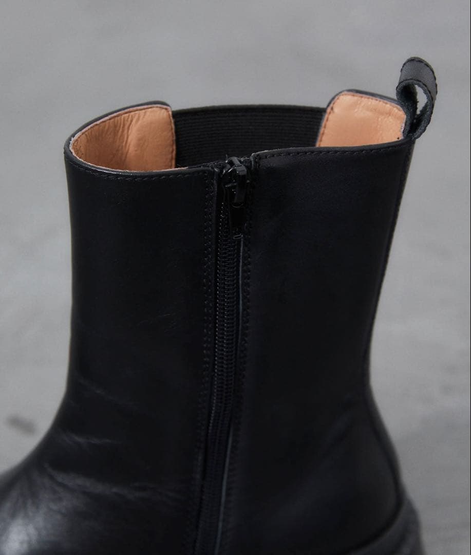 【値下】美品！アトリエブルージュレザー黒サイドゴアタンクブーツS 22.5～23