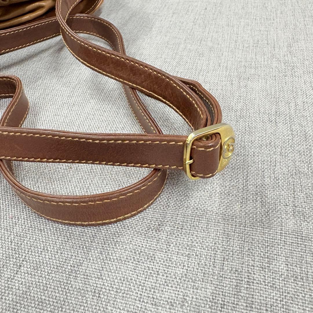 希少 GUCCI オールドグッチ 革 ショルダーバッグ ブラウン ヴィンテージ