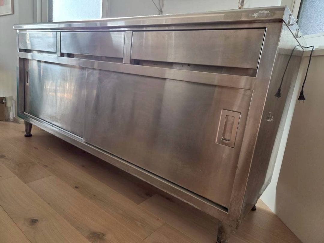 中古　タニコー業務用ステンレス引出付 調理台 扉付き作業台　tanico