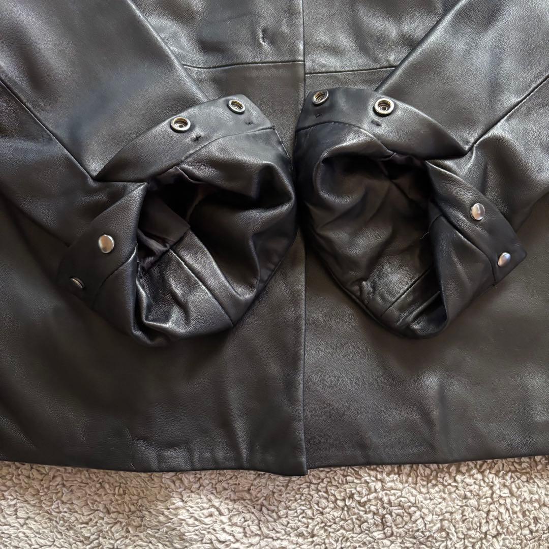 LYBY LYCKA 羊革ノーカラーレザージャケット 11AR ブラック 軽量