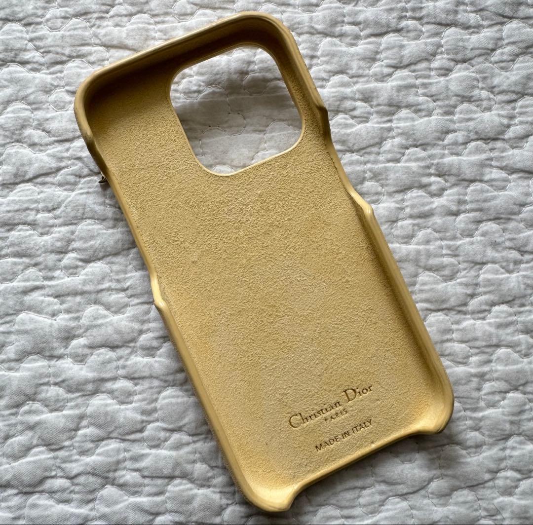 美品 ディオール Lady Dior iPhone 14Pro イエロー
