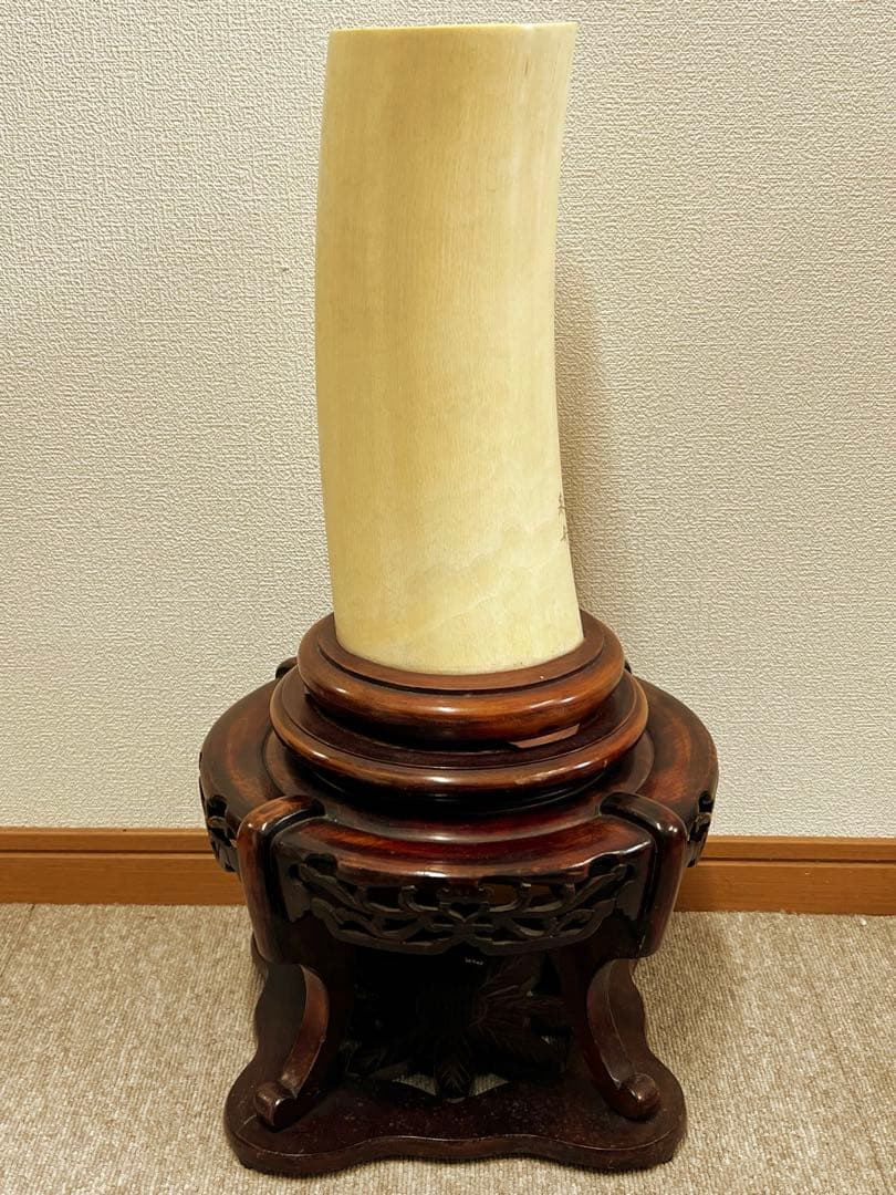 極上　筆筒　泉舟在銘　紫檀台　文房具 （台込の重さ）/3490g