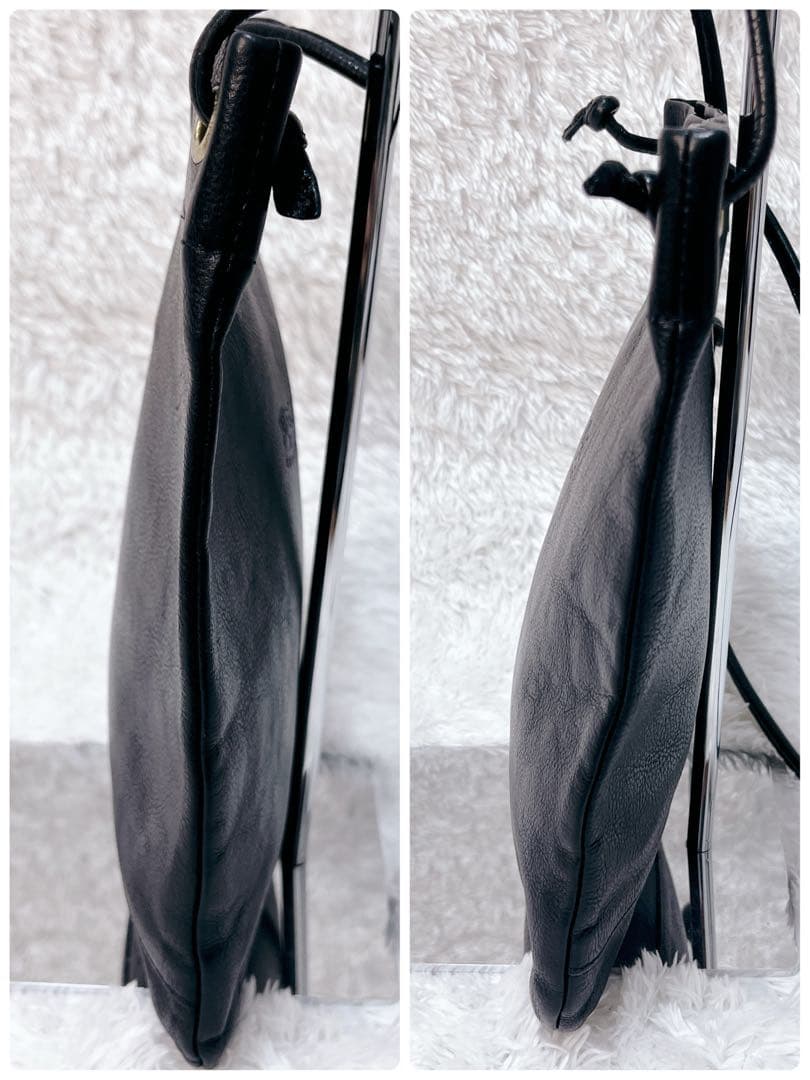 美品✨現行タグ イルビゾンテ クロスボディ バッグ サコッシュ レザー ブラック