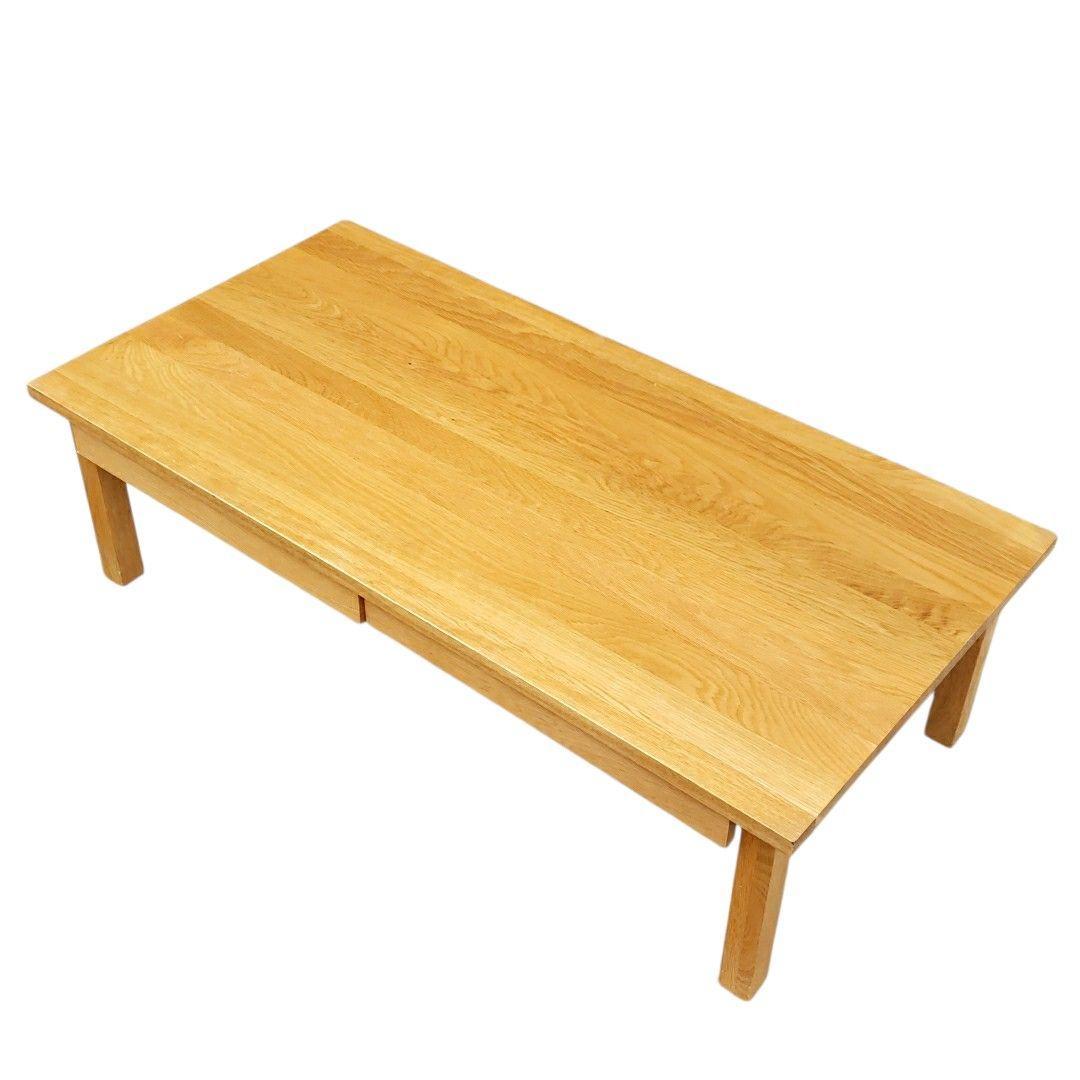 無印良品 木製ローテーブル 引出付 オーク材 ナチュラル 無垢材 文机 デスク