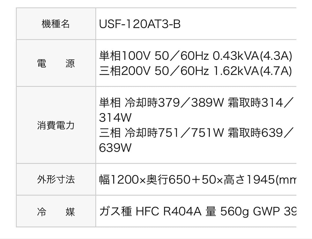 【引き取り限定】　ホシザキ リーチイン冷凍ショーケース USF-120AT3-B