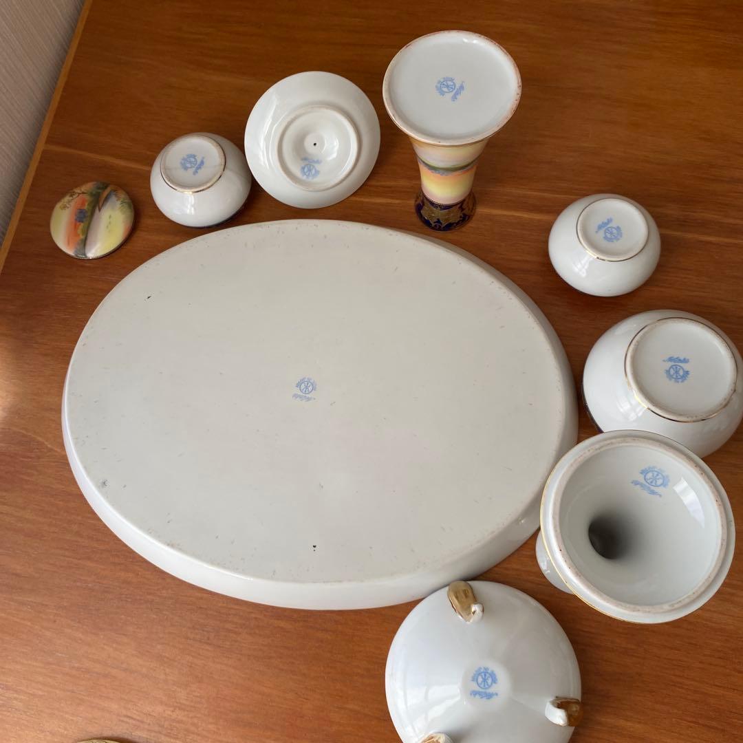 オールドノリタケ　湖水の白鳥　ドレッシングテーブルセット　英国里帰りスワンレイク