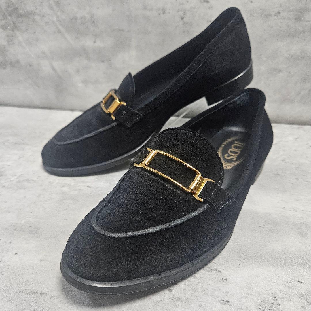 cha.様❣️専用 TOD'S ローファー スエード ブラック 金バックル