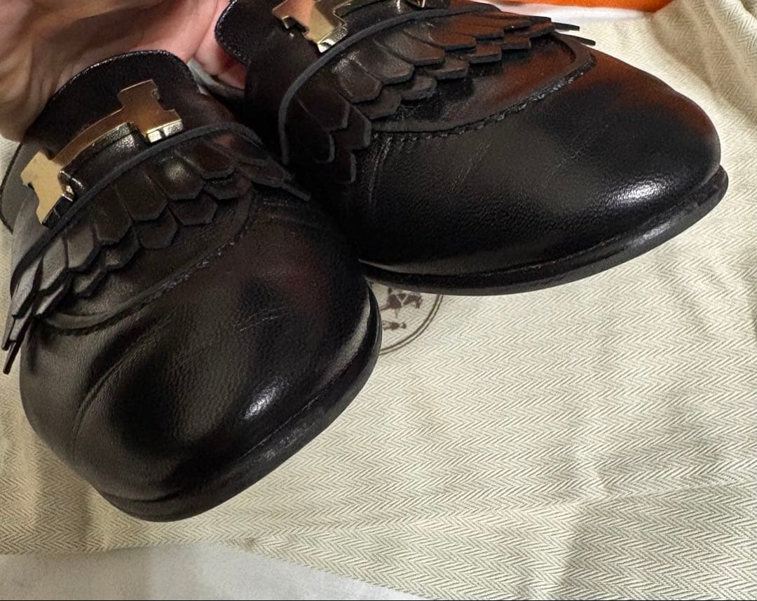 エルメス hermes 美品 モカシンロワイヤル 黒 35