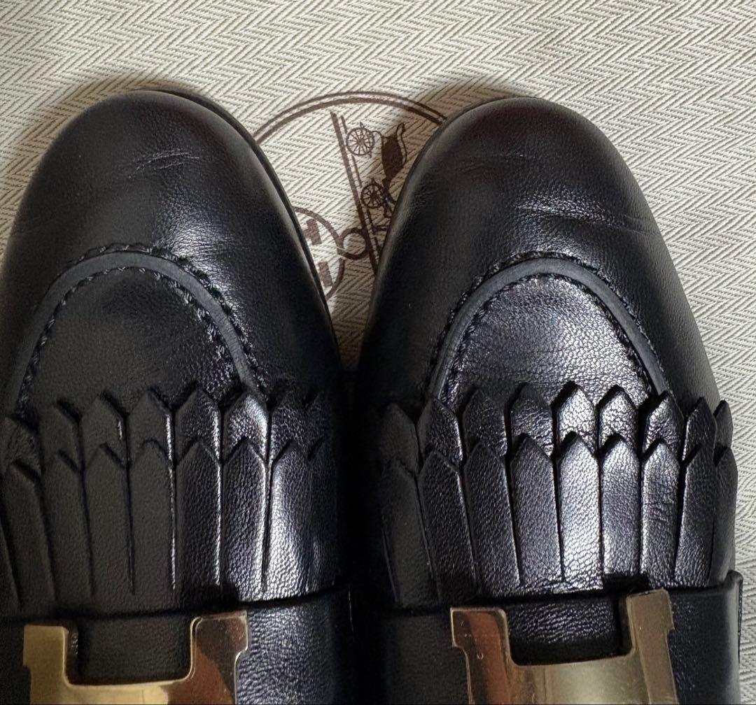 エルメス hermes 美品 モカシンロワイヤル 黒 35