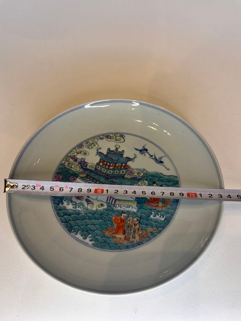 中国 清代 大清雍正年製 海屋添寿図 色絵皿 骨董品 コレクション
