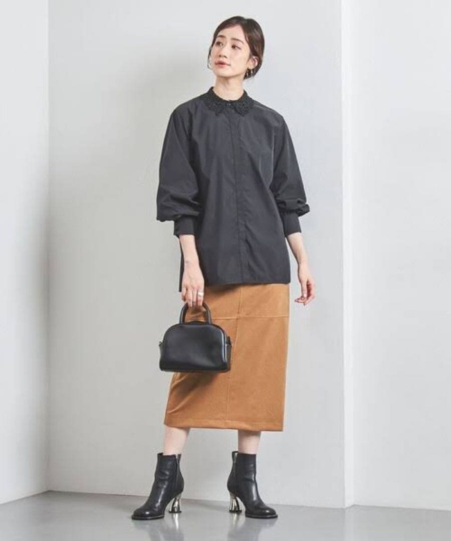 美品 レディ レースカラー 2WAYブラウス シャツ ブラック レース 襟