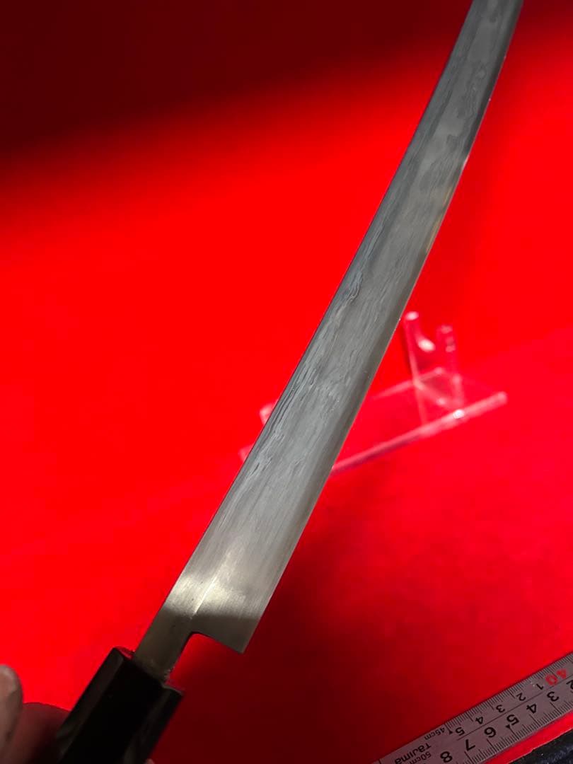 01589 包丁　マグロ包丁　超美品　刃文綺麗　墨流し　地肌綺麗　未使用品