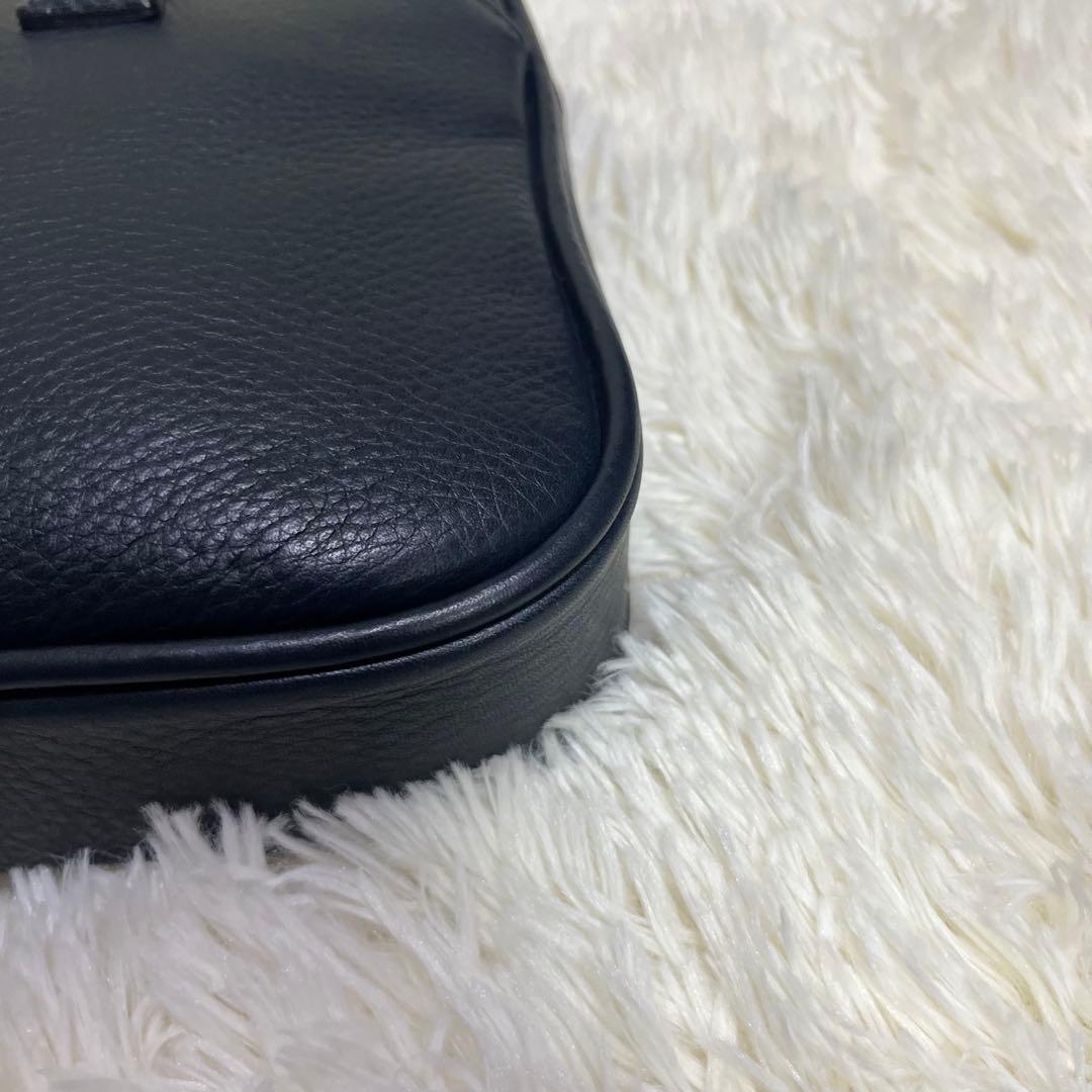 美品　アニアリ　ミニブリーフケース　セカンドバッグ　ネイビー　レザー