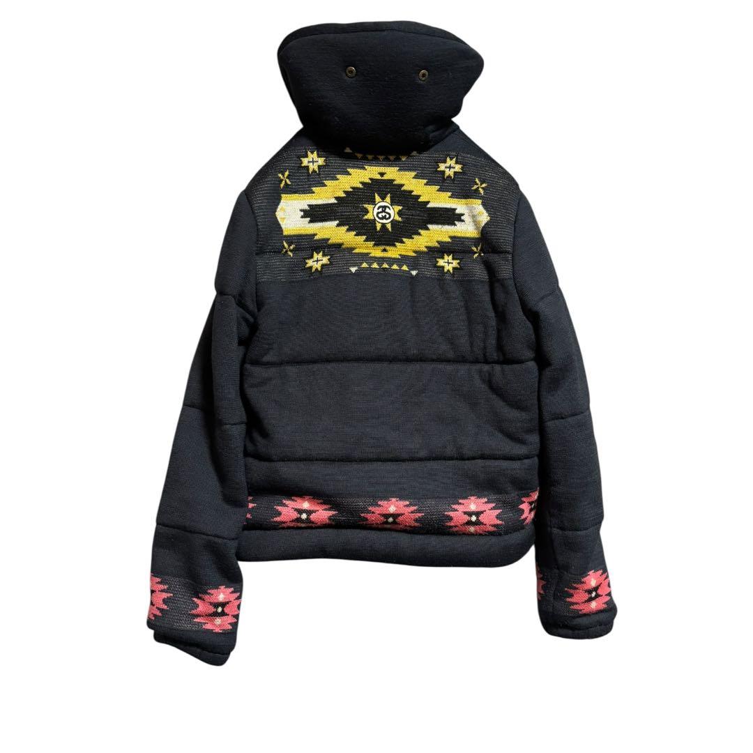 【希少】00s OLD STUSSY ネイティブ柄 ダッフルニットジャケット 黒