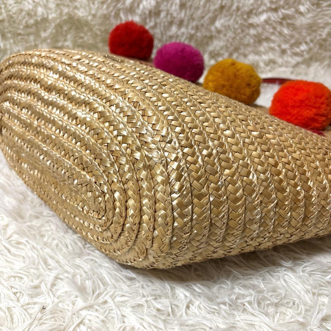 【極美品】kate spade ケイトスペード　かごバッグ　ポンポン　夏