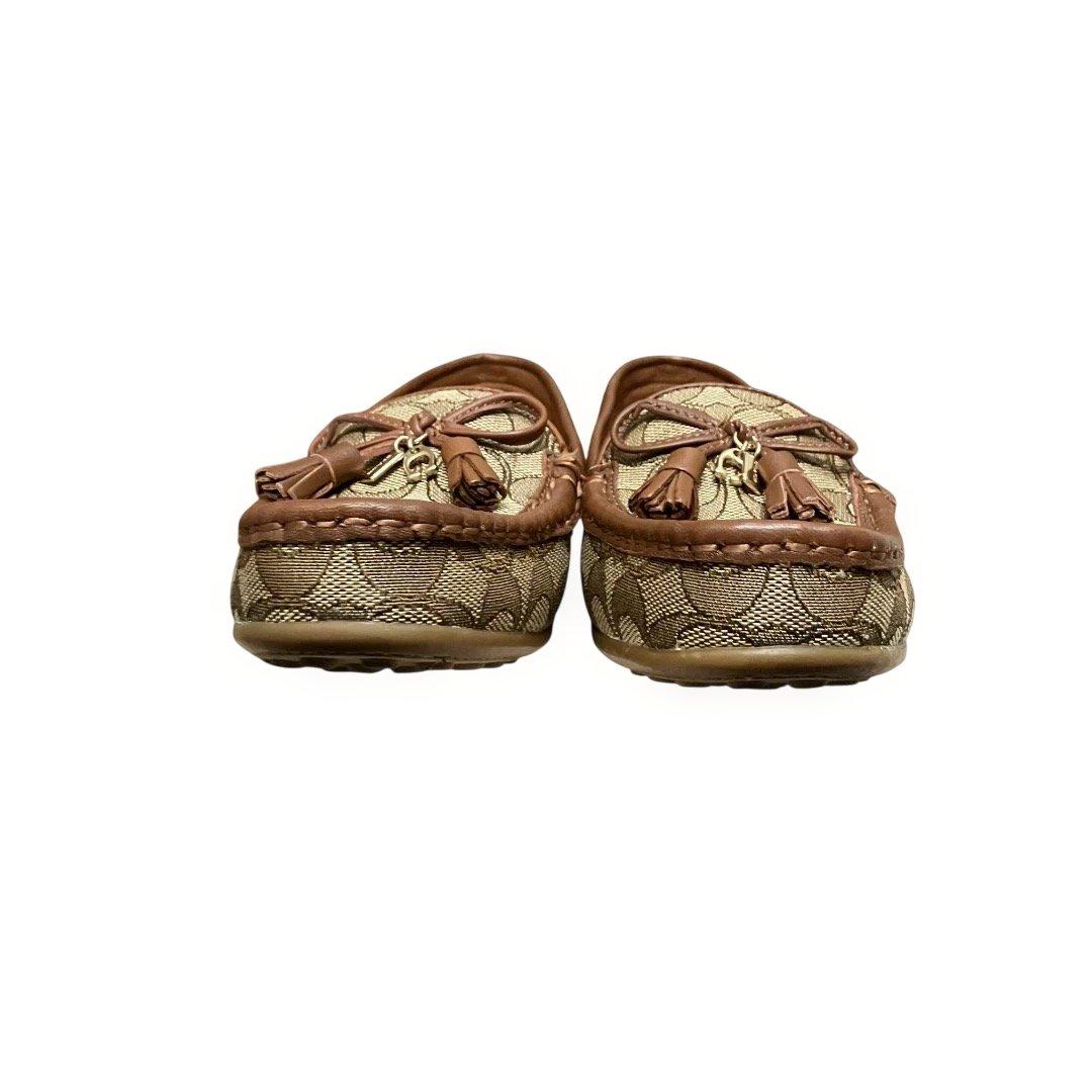 本日限定値引‼️美品‼️箱付❣️COACH モカシン ベージュ/ブラウン シグネチャー