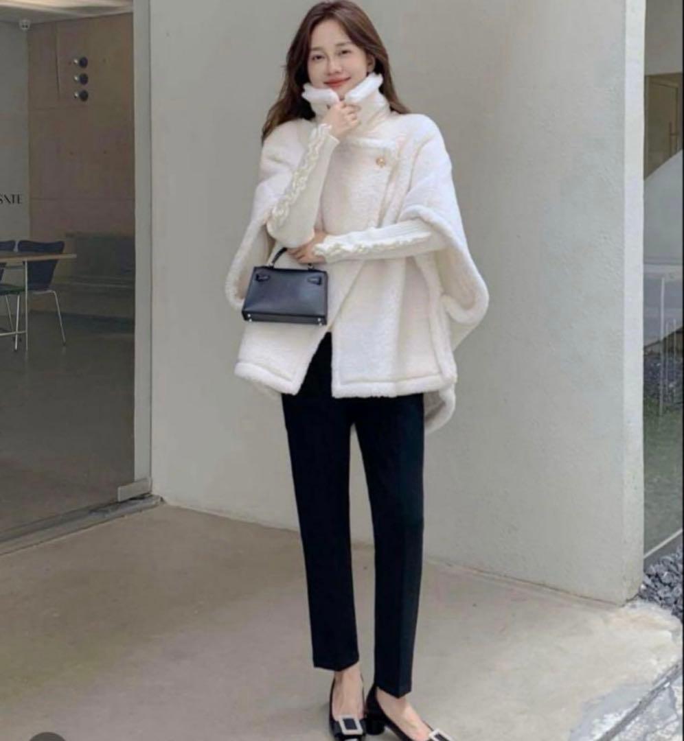 バースデーバッシュ　ホワイト ポンチョ　ボアコート