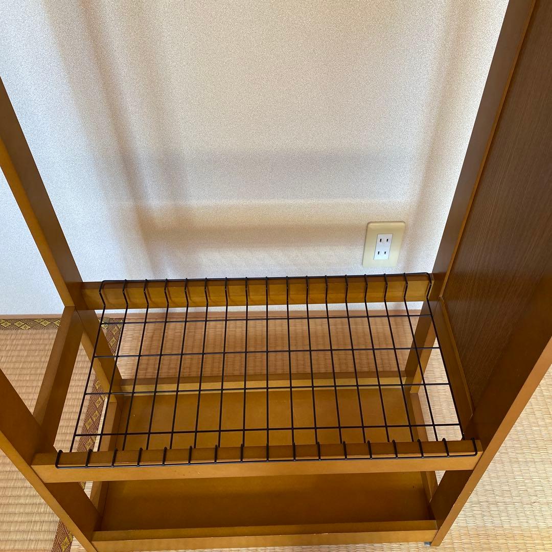 木製ラック ハンガーバー付き ブラウン