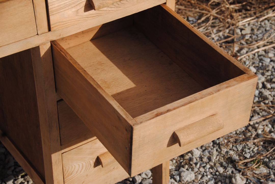 机　古道具　片袖机　ナラ材　無塗装　ナチュラル　レトロ　ヴィンテージ家具　剥離