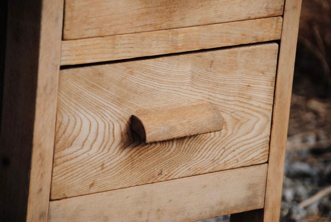 机　古道具　片袖机　ナラ材　無塗装　ナチュラル　レトロ　ヴィンテージ家具　剥離