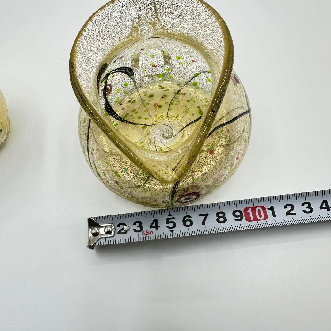 現代の名工/人間国宝 ガラス工芸家 黒木国昭作 コップ　ポット　金彩