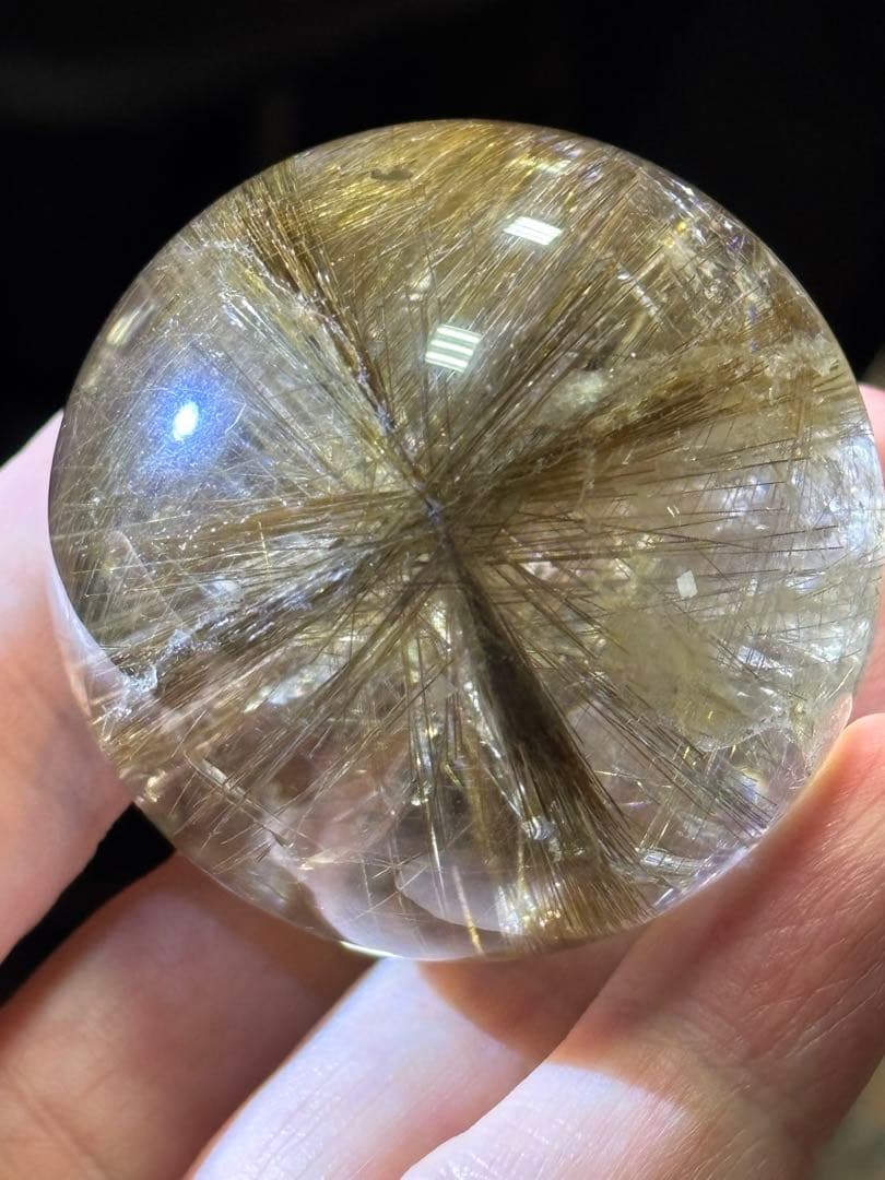 デビルルチルクォーツスフィア　ゴールドルチル&シルバールチル共生　4.73cm