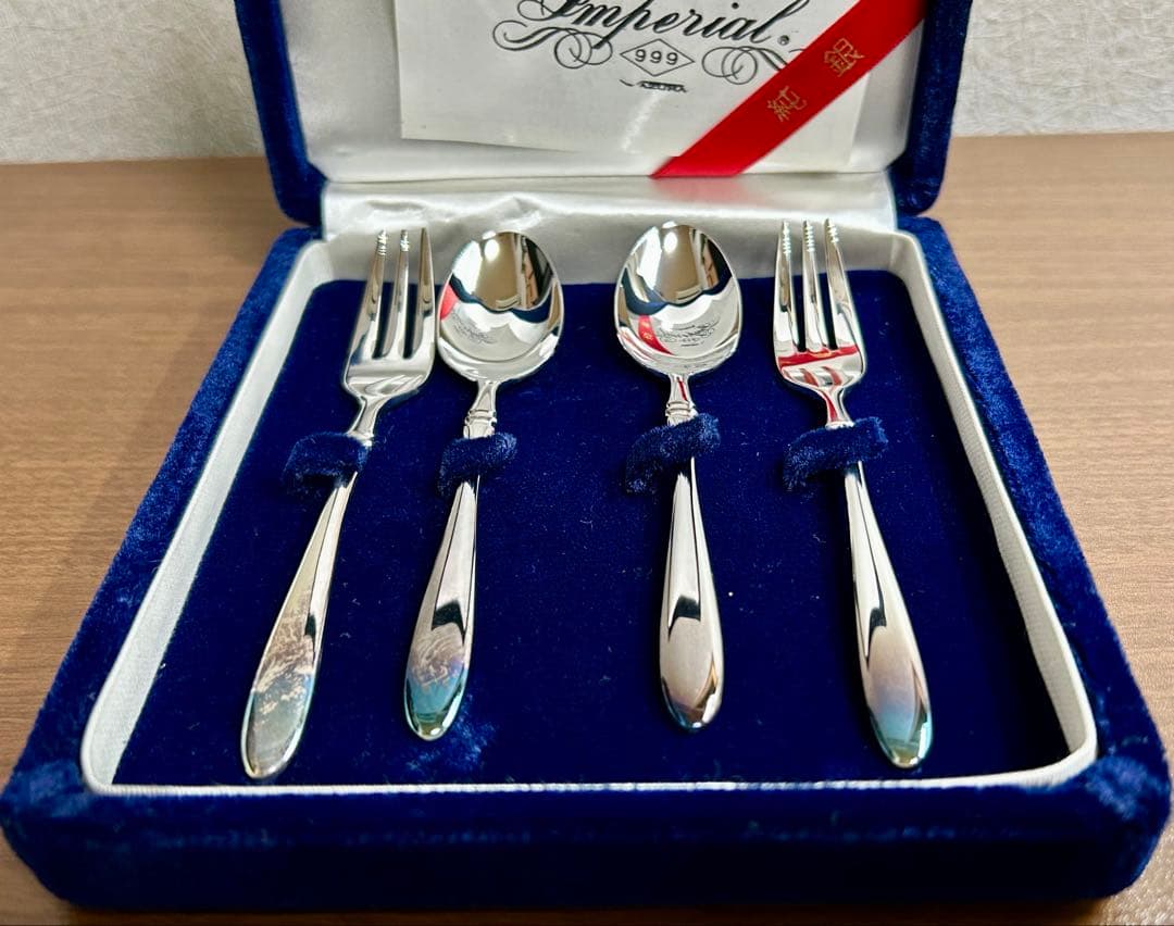 未使用 アズマ 純銀製 999 スプーン フォーク 計4本
