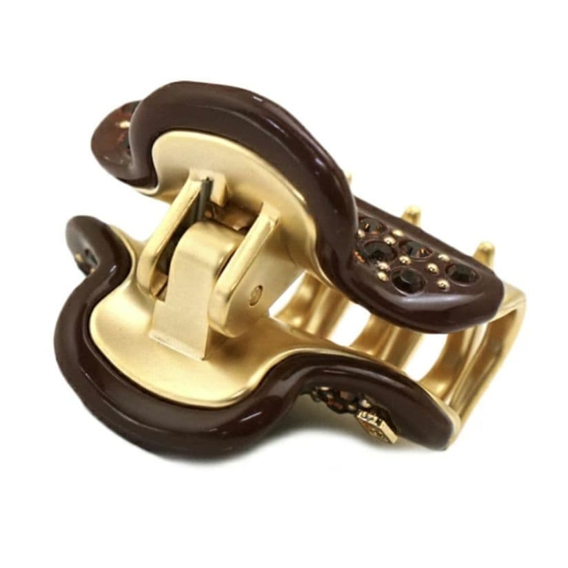 【美品】アレクサンドルドゥパリ S ヘアクリップ人気のブラウン ストーン 完売品