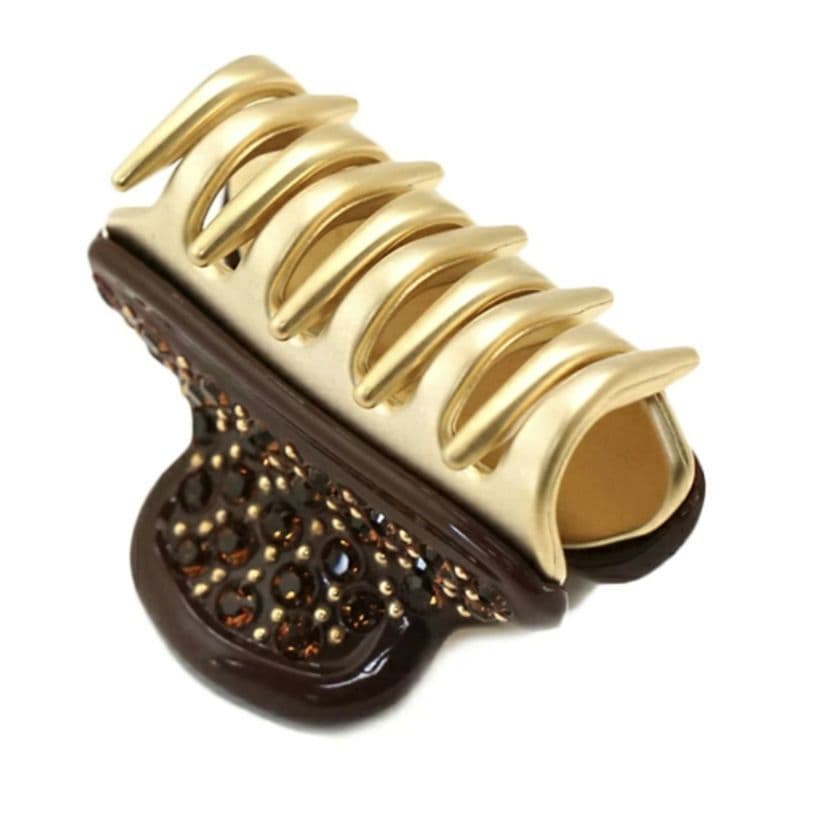 【美品】アレクサンドルドゥパリ S ヘアクリップ人気のブラウン ストーン 完売品