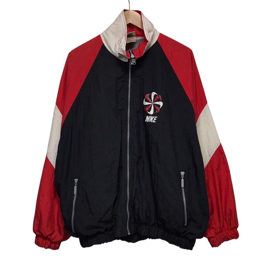 90s NIKE ナイキ　ビンテージナイロンジャケット　風車ロゴ　マルチカラー