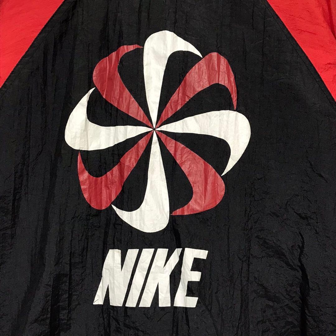 90s NIKE ナイキ　ビンテージナイロンジャケット　風車ロゴ　マルチカラー