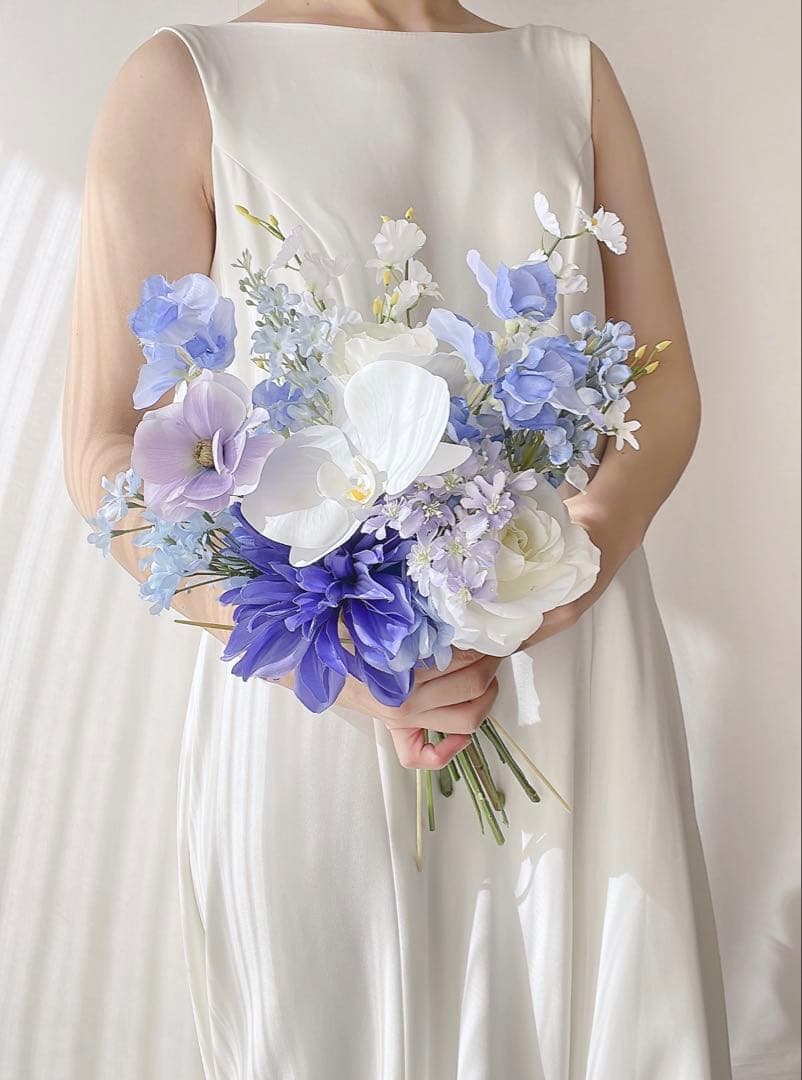 アーティフィシャルフラワー　ブルー　パープル　前撮り　ウェディング　結婚式