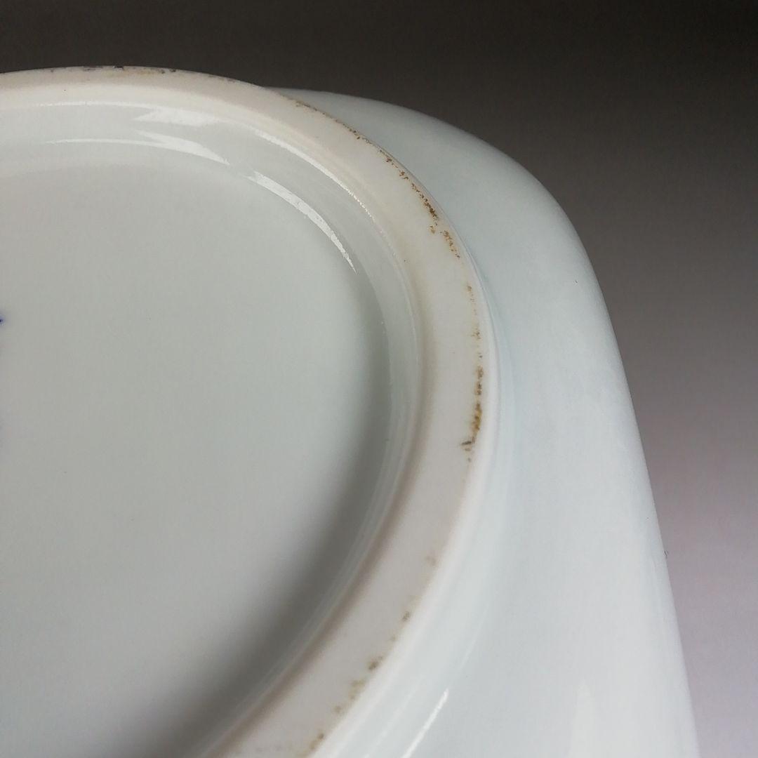 Ｔ７２１　水指　『白磁　染付　竹林』『四方水指』『横石喜助』　共箱　茶道具