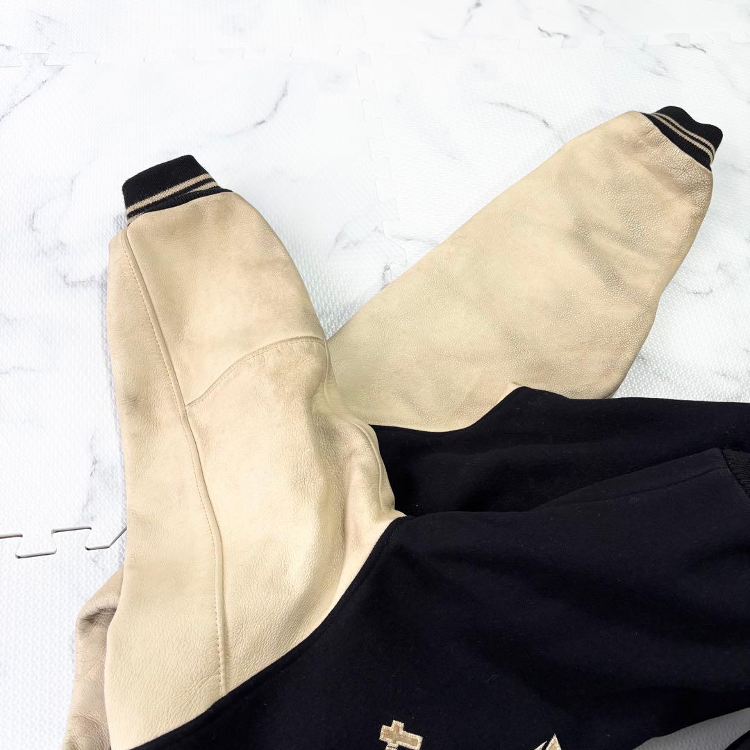 ✨大人気✨VAN JACKET ヴァン　 スタジャン袖レザー　アーチロゴ　紺L