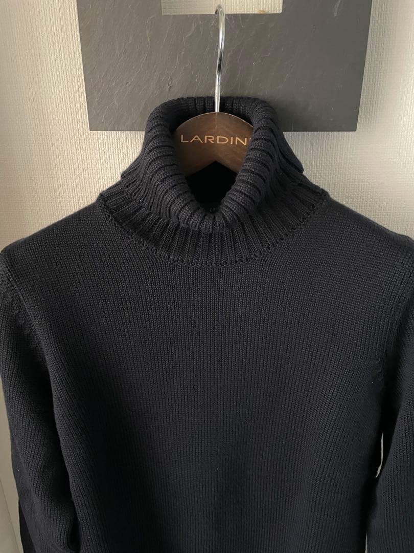 【美品】ZANONE ザノーネ 5ゲージ タートルネックニット ネイビー 48