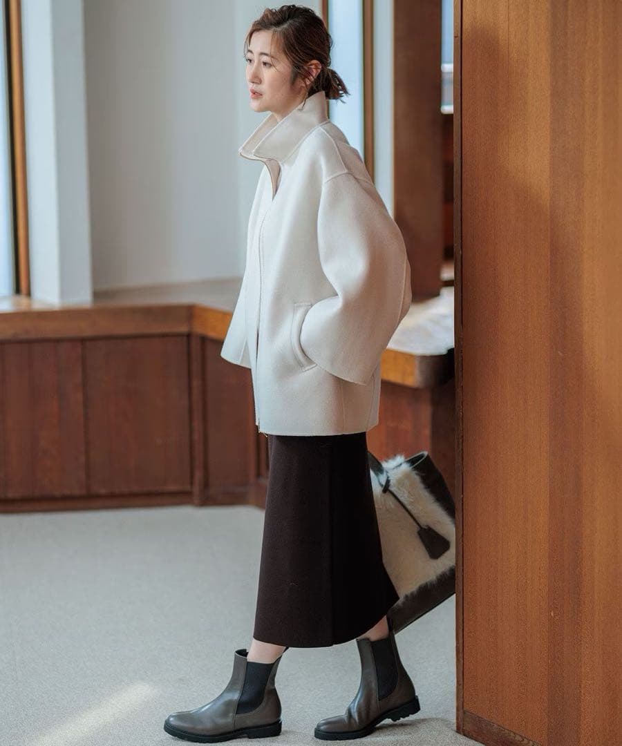 値下　ウールリバー スタンドカラーコート　サイズ32