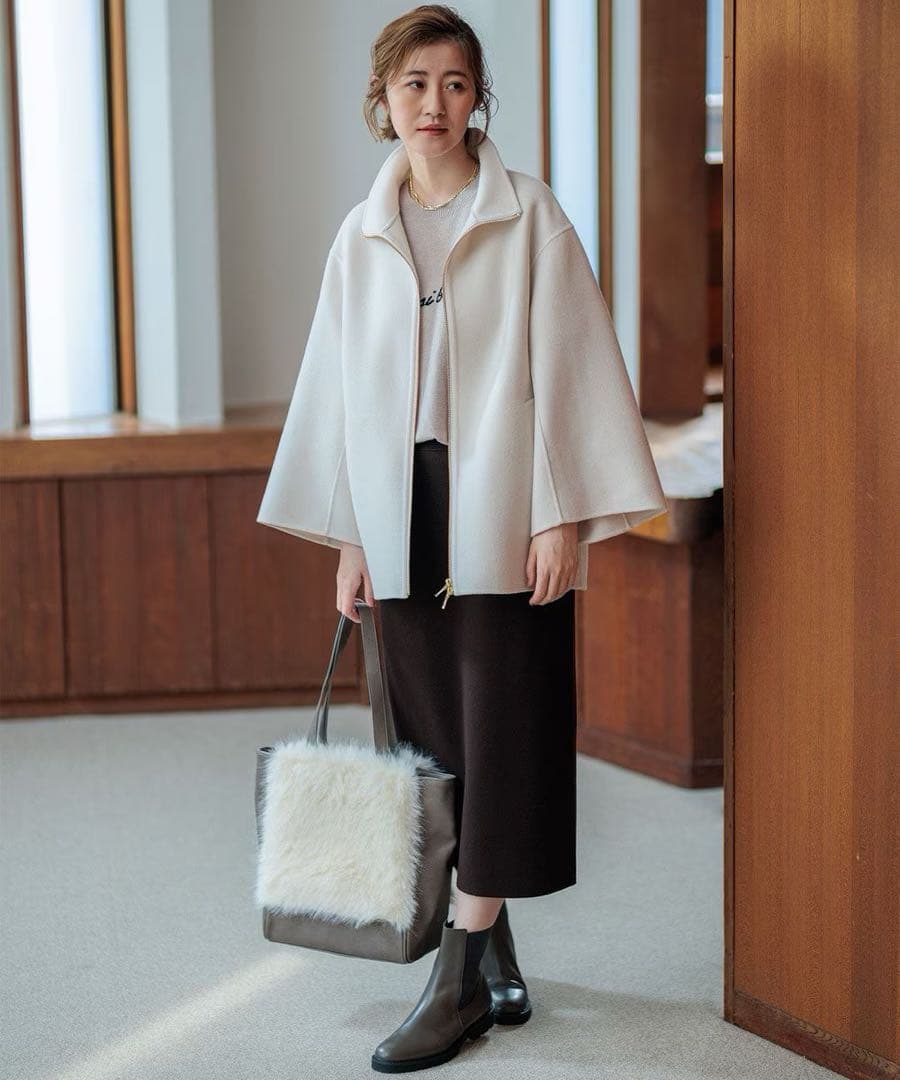 値下　ウールリバー スタンドカラーコート　サイズ32