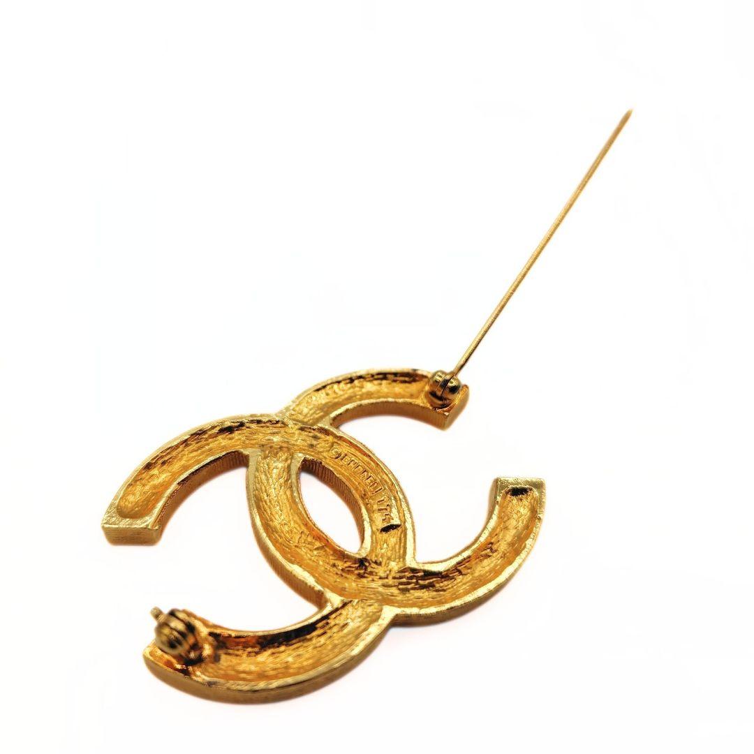 シャネル ココマーク ピンブローチ ヴィンテージ ゴールド ラインストーン