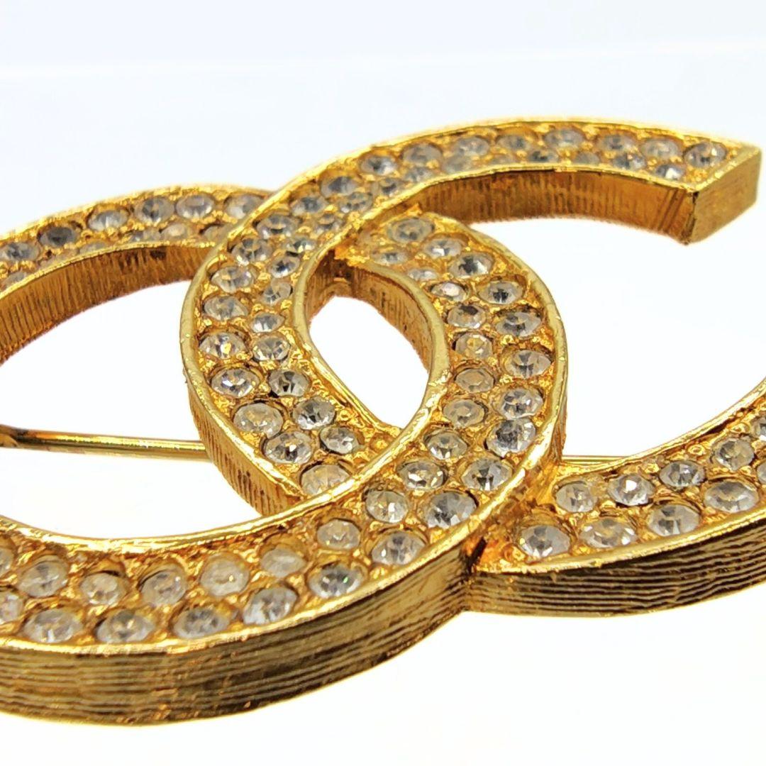 シャネル ココマーク ピンブローチ ヴィンテージ ゴールド ラインストーン