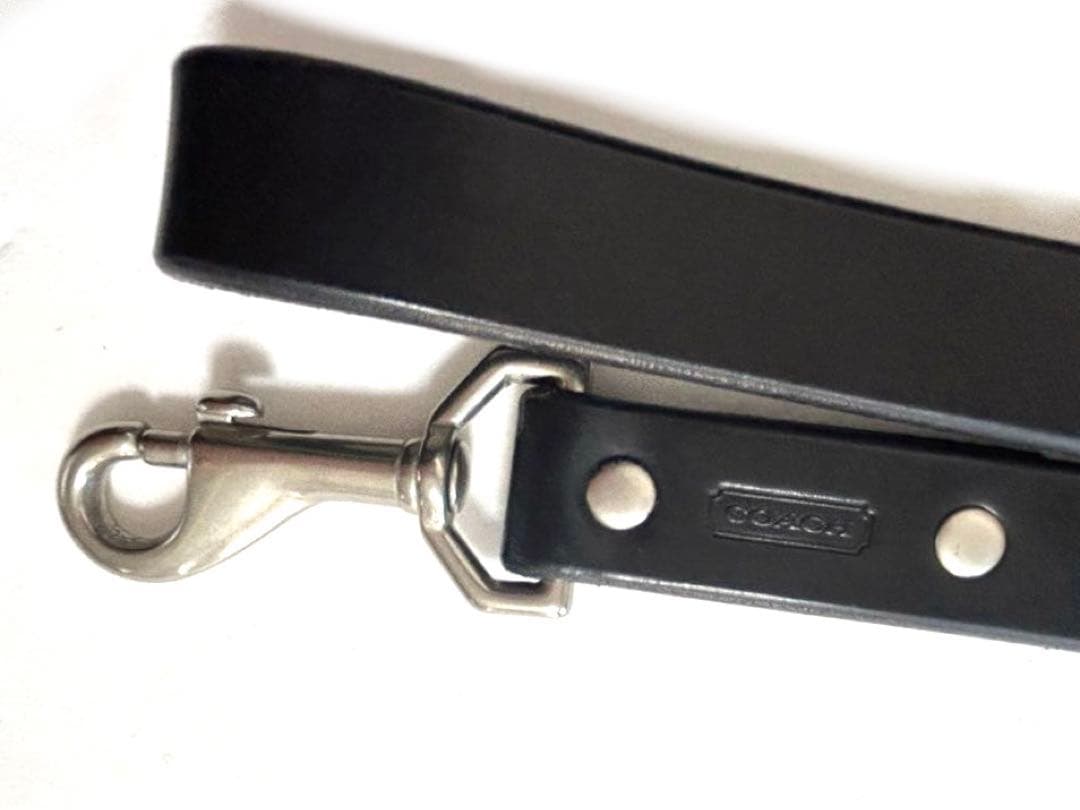 美品 COACH コーチ 黒 レザー 大型犬用 リードのみ 2.5×118cm