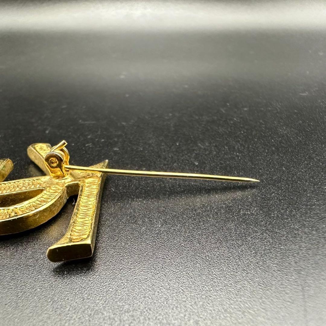 未使用級✨　YSL　イヴ・サンローラン　ブローチ　ラインストーン　ロゴ　971