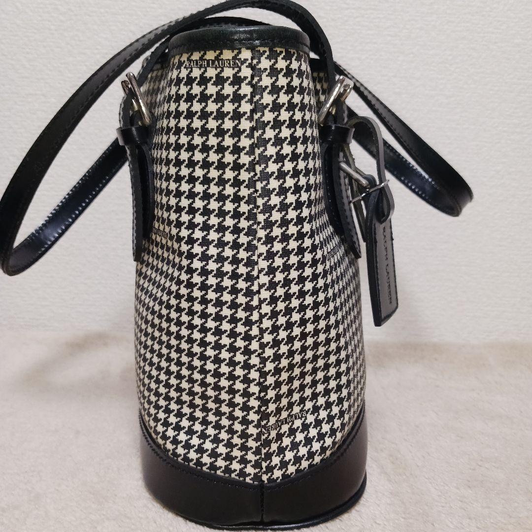 【美品】RALPH LAUREN 千鳥格子PVC×本革レザー切替ショルダーバッグ