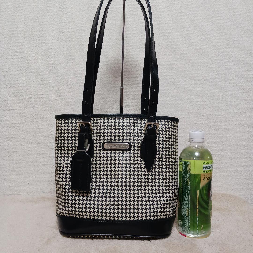 【美品】RALPH LAUREN 千鳥格子PVC×本革レザー切替ショルダーバッグ