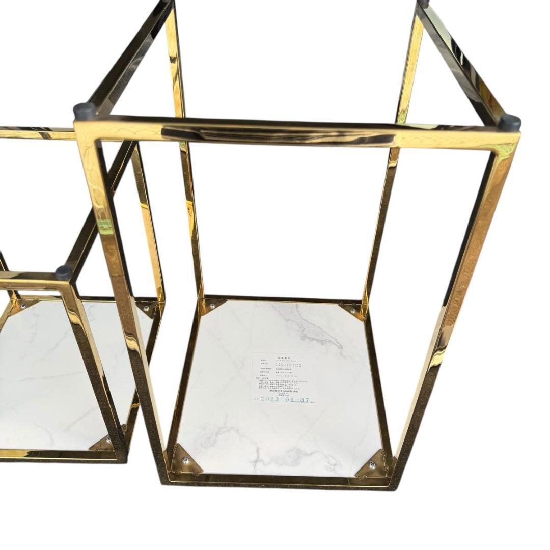 Francfranc レーヌ ネストテーブル2 マーブル×ゴールド 1118-1