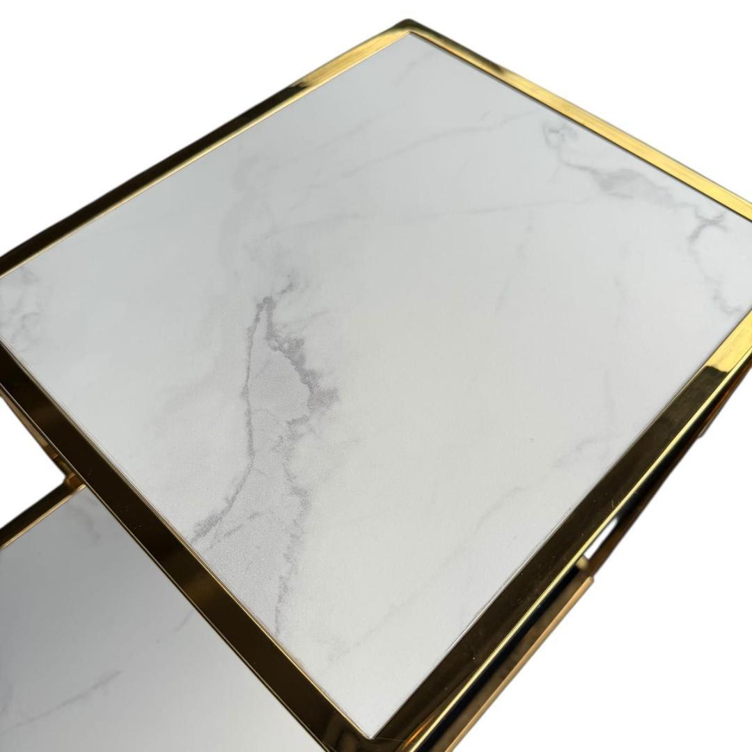 Francfranc レーヌ ネストテーブル2 マーブル×ゴールド 1118-1