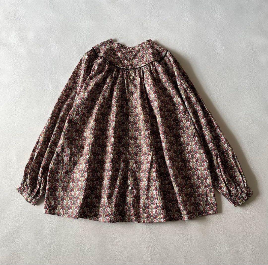 b1466＊ FITH リバティ ヨーク切替 ギャザーブラウス モリスバタフライ